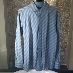 Bruno men’s Diagonal Blue Striped Dress Shirt